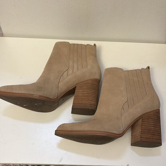 Mark Fisher Womens Tan Suede Ankle Boots Women’s 8.5 Block Heel Western Boho - Picture 12 of 12